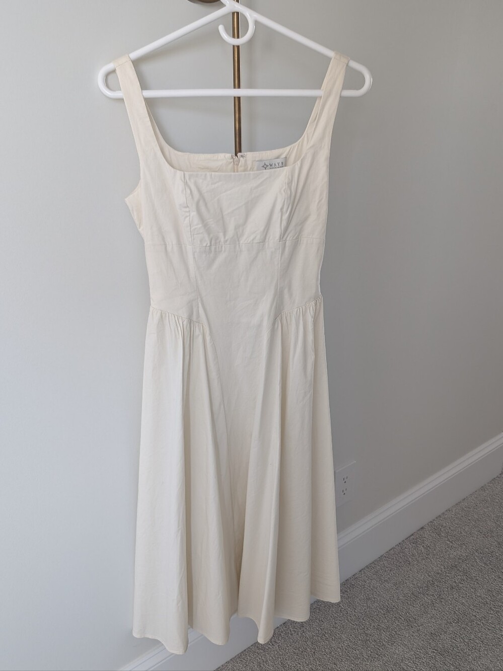 Wayf Cream Square-Neck Midi Sundress - Picture 6 of 8